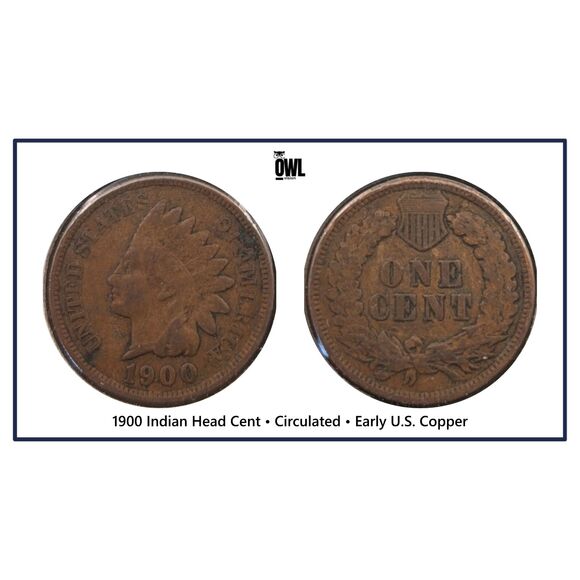 Other - 1900 Indian Head Cent • Circulated • Early U.S. Copper • 2x2 Holder • UMM Finds